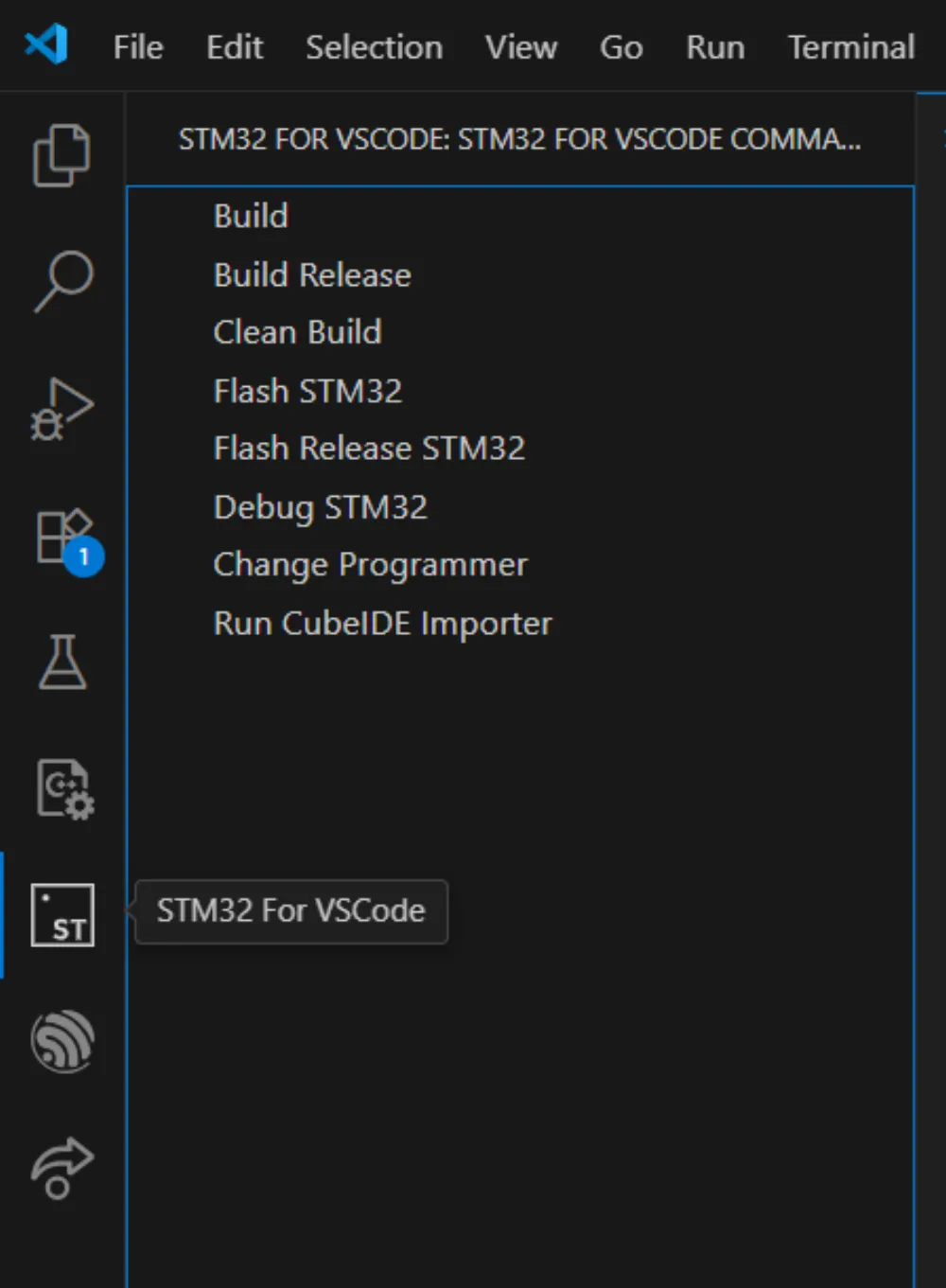VSCode STM32 Sidebar Button