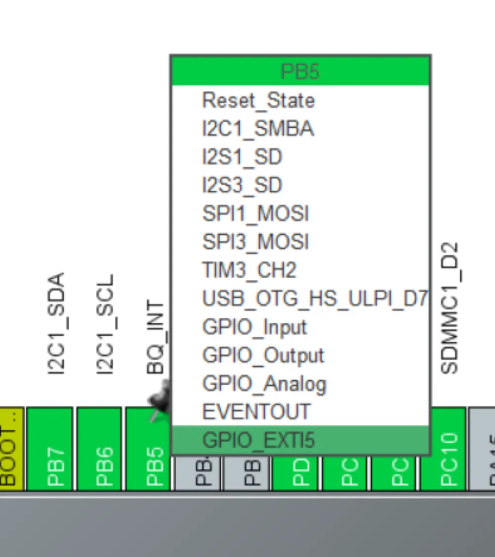 STM32CubeMX BQ_INT GPIO Configuration