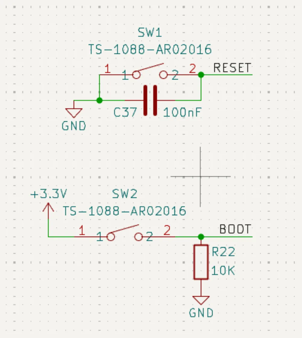 KiCad Reset and Boot Buttons