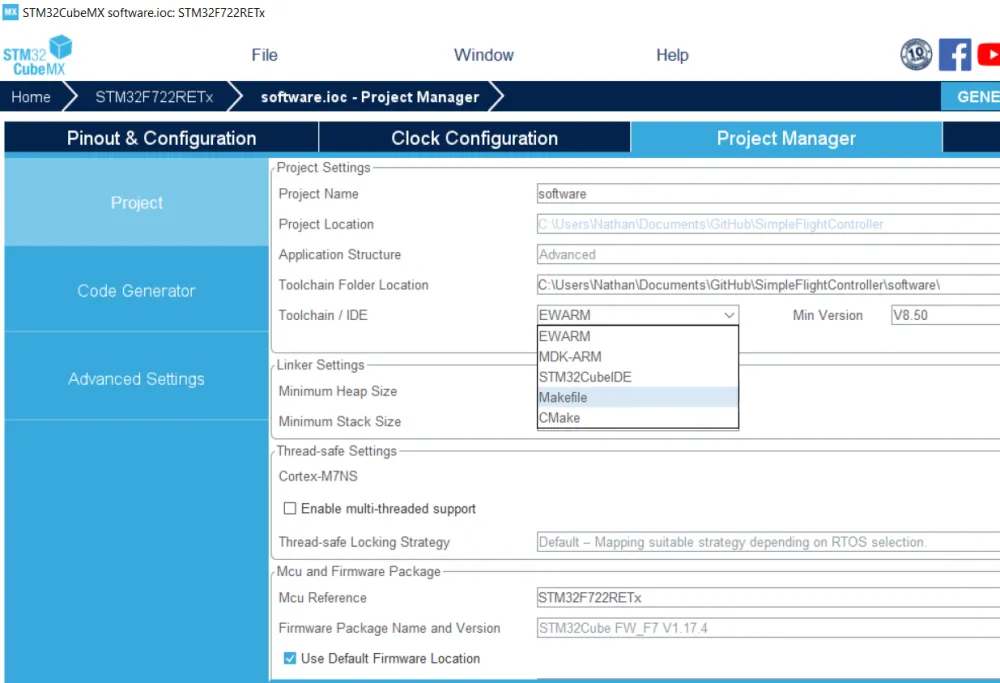 STM32CubeMX Toolchain Makefile