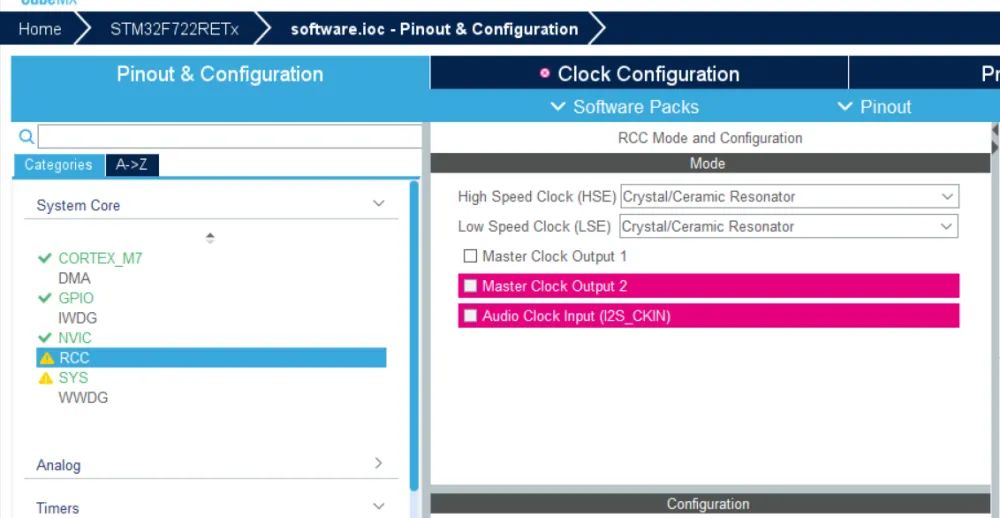 STM32CubeMX RCC Configuration