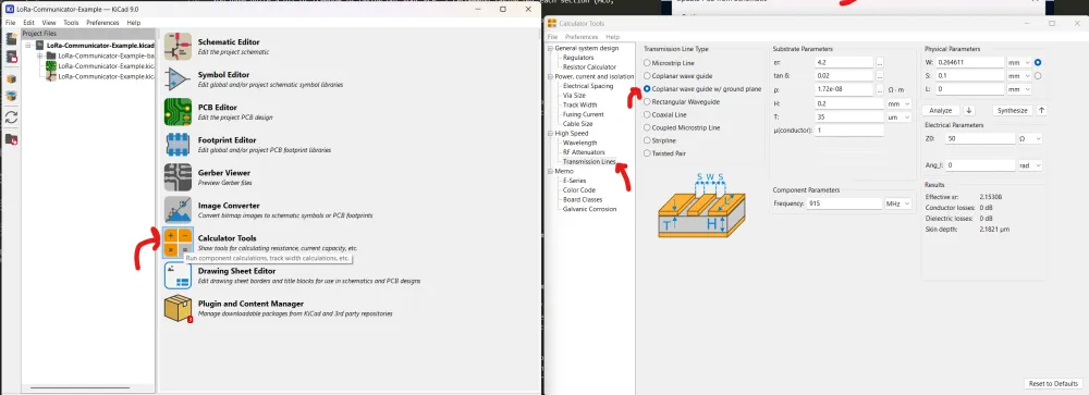 KiCAD's built-in calculator