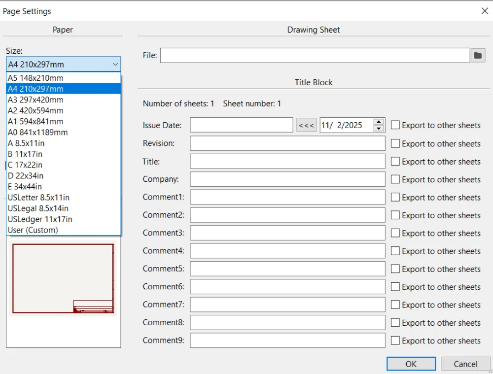 KiCad Page Settings