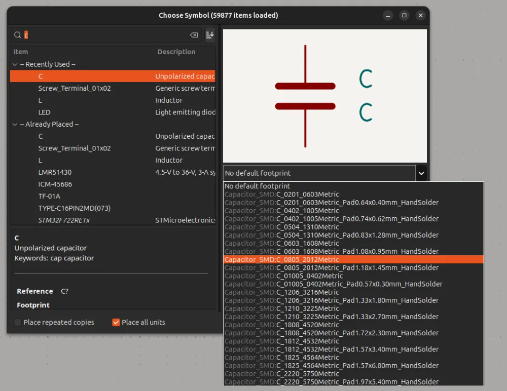 KiCad Component Value Setting