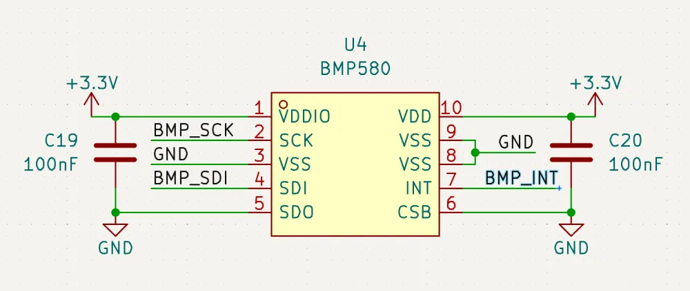 BMP580 KiCad Wired